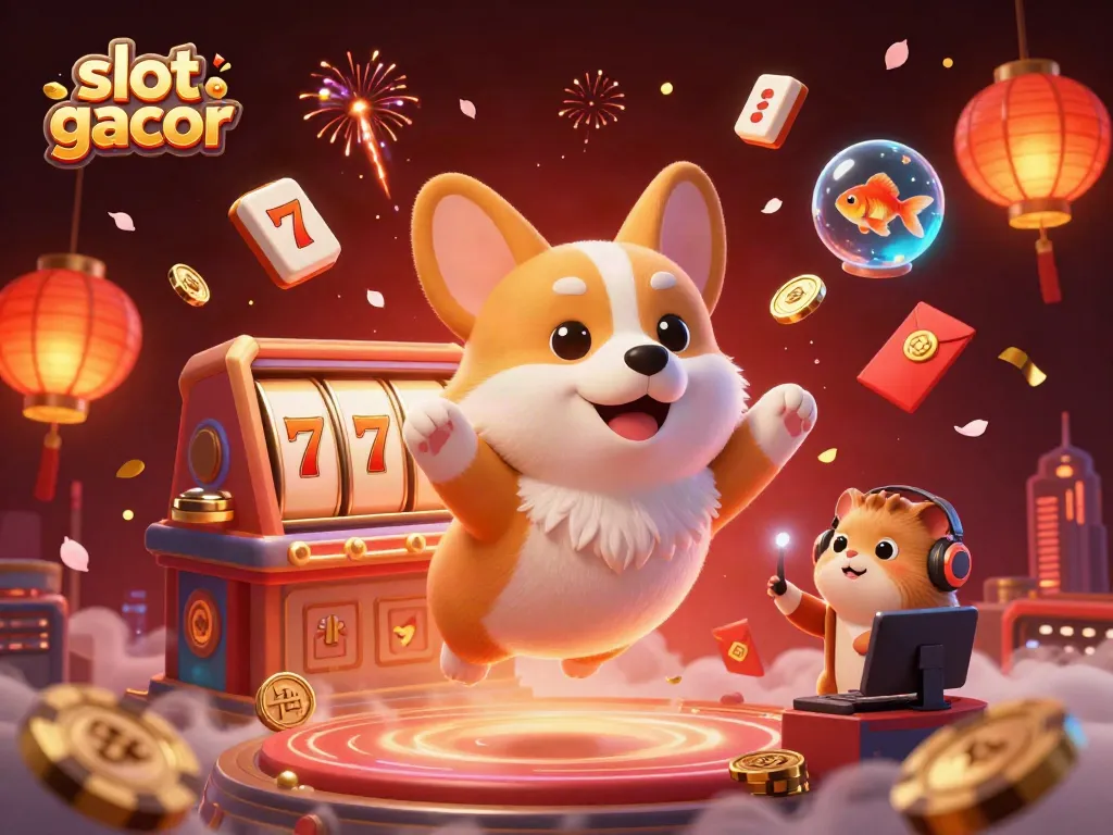 Experience thrilling slot gacor action with a 3D cartoon astronaut corgi in a casino.