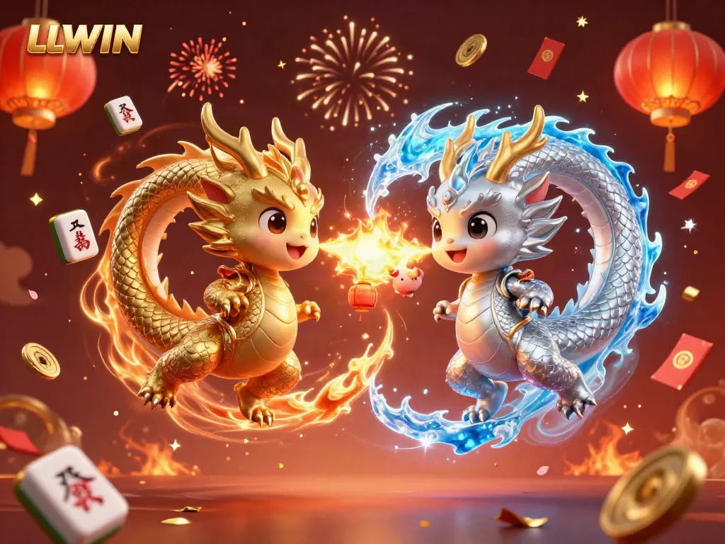 Engage in thrilling gambling at LLWIN with whimsical dragons and vibrant casino elements.