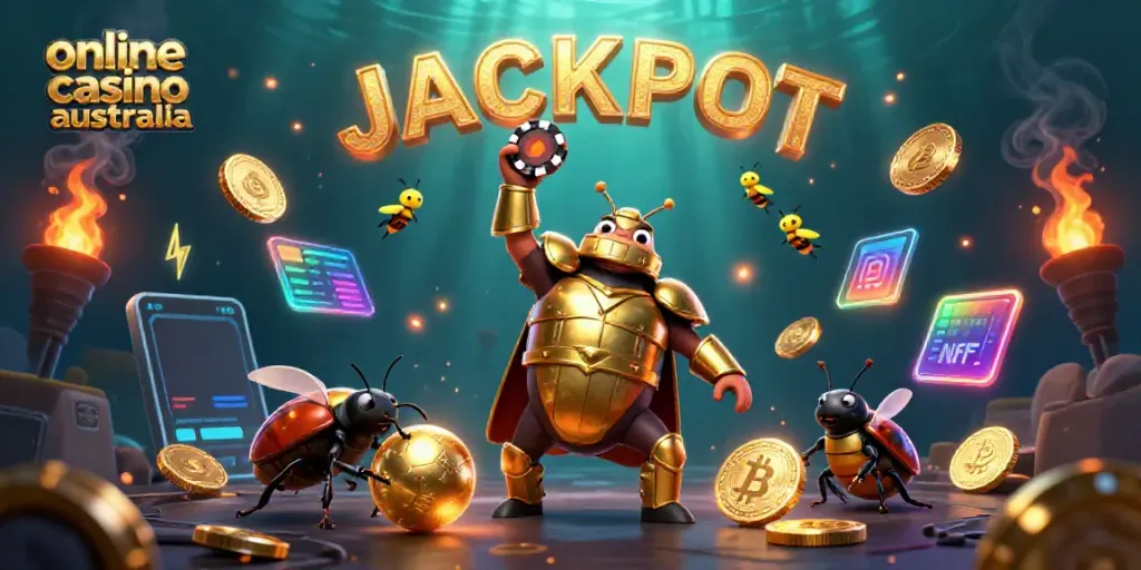 Win big at online casino Australia with a hercules beetle in victory amidst crypto elements!