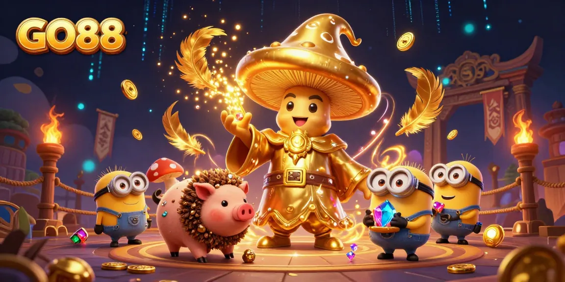 Experience the magical world of GO88 with golden wizardry, treasure hunting, and casino excitement.