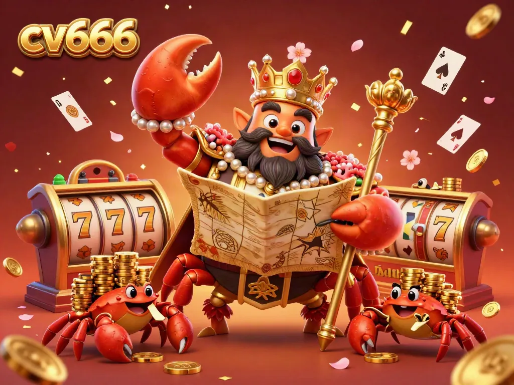 Engage with exciting cv666 casino games featuring a golden crab emperor and dynamic slot elements.