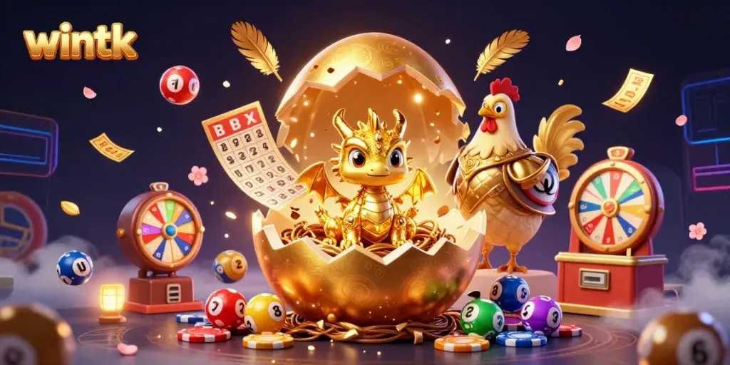 Experience thrilling winnings at wintk casino with a golden dragon revealing poker chips.