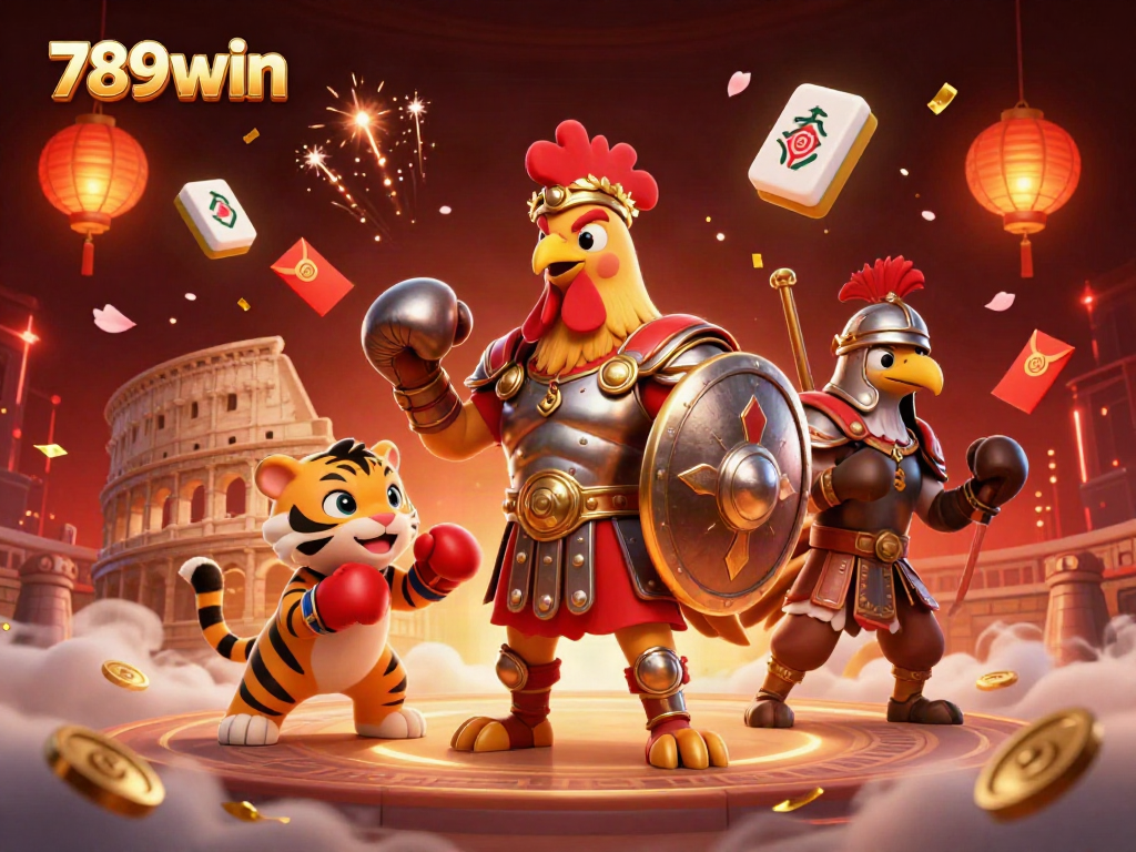 Engage with 789win's vibrant casino scene showcasing dynamic gambling elements and colorful characters.