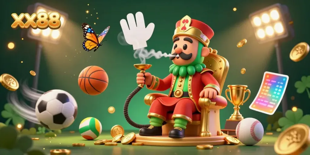 Engage with xx88 in a vibrant gaming atmosphere featuring sports elements and festive visuals.