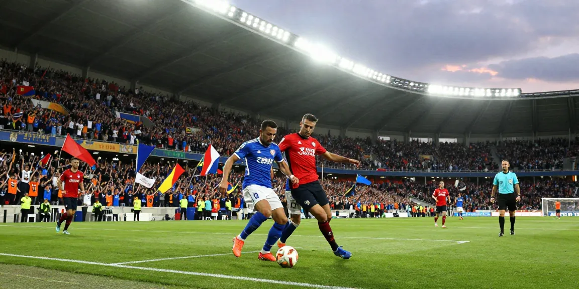 Dynamic football match showcasing intense competition, capturing the thrill of live action and fan engagement in football.