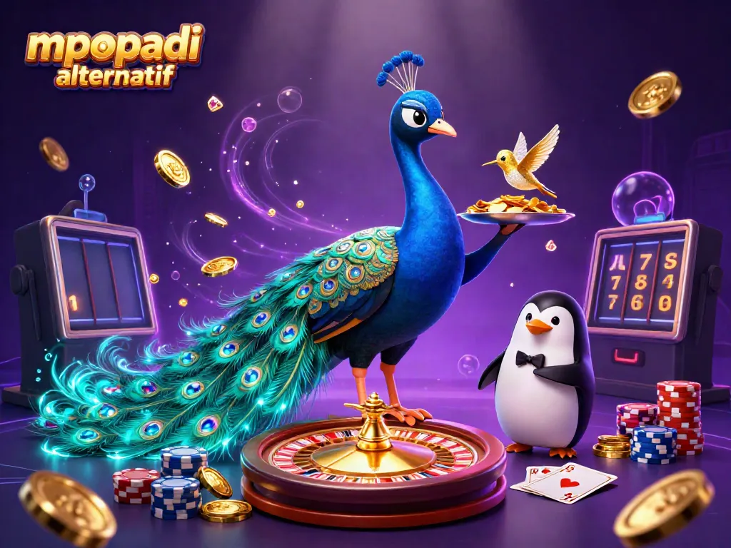 Experience thrilling gaming with MPOPADI alternatif featuring colorful characters and casino elements.