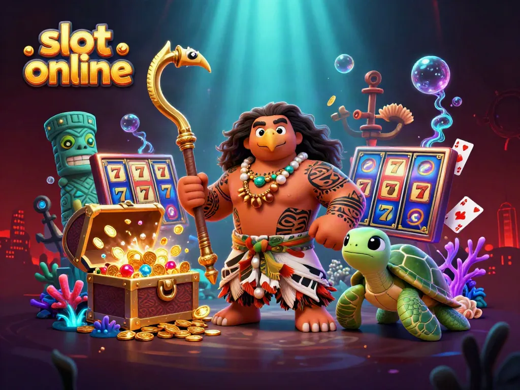 Engage with the vibrant world of slot online gaming featuring colorful characters, reels, and treasures.